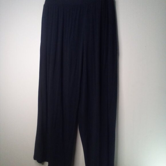 New York & Co Pants Women XL Cropped Wide Leg Attached Belt Stretch Black - Picture 10 of 14